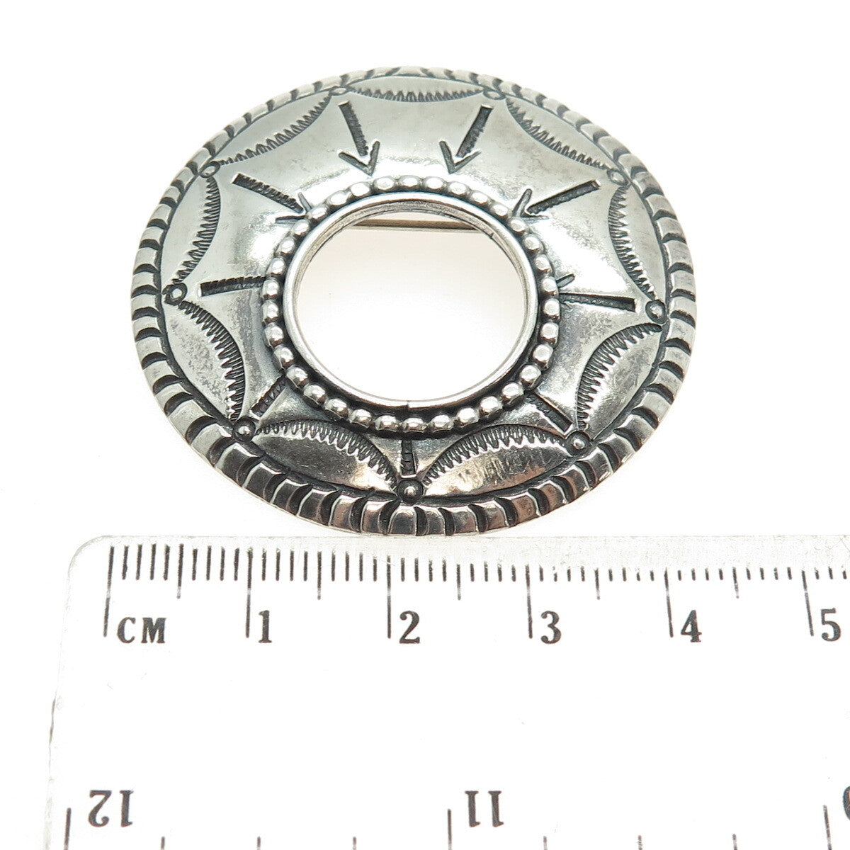 Old Pawn Sterling Silver Vintage Southwestern Crescent Arrow Oxidized Pin Brooch