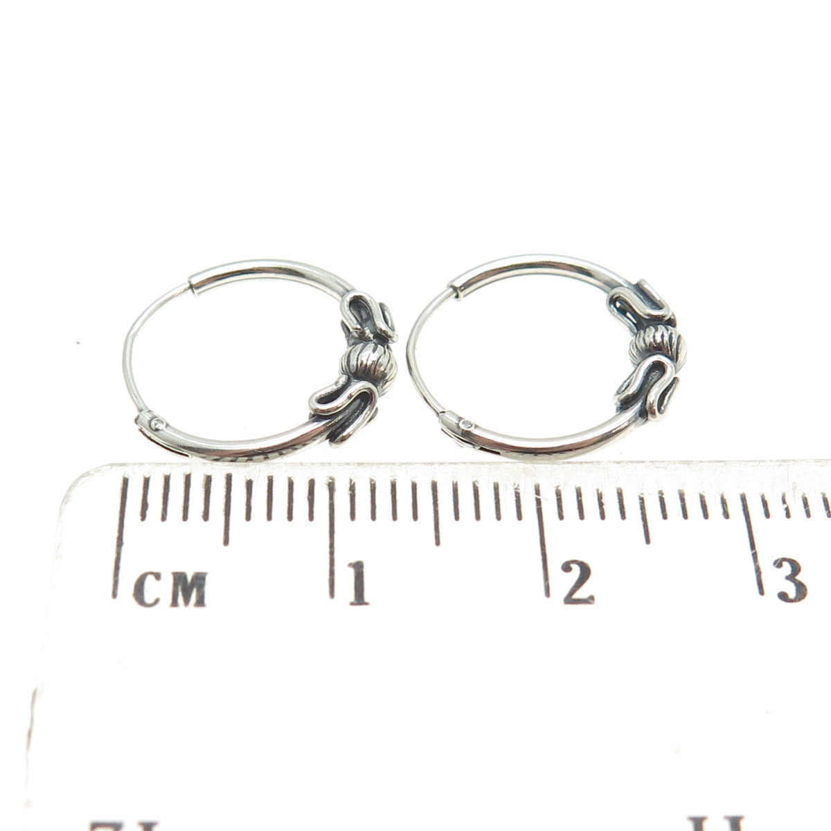 925 Sterling Silver Ball Swirl Hoop Earrings