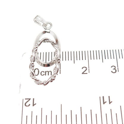 925 Sterling Silver Vintage Interlocked Twisted Link Charm Pendant