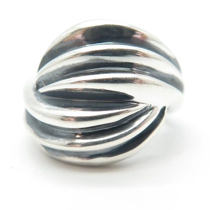 925 Sterling Silver Vintage Ribbed Ring Size 5.75