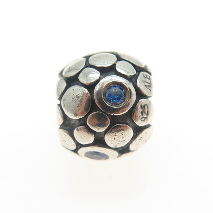 PANDORA 925 Sterling Silver Round-Cut Blue C Z Bubble Bead Charm