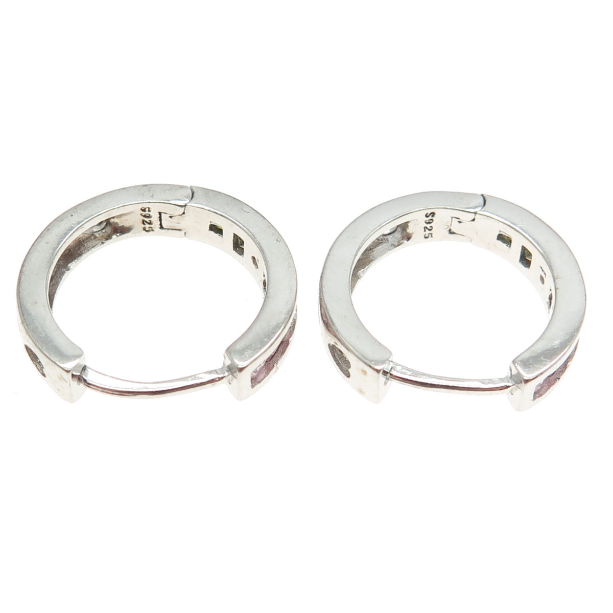 925 Sterling Silver Princess & Round-Cut Multi-Color C Z Hoop Earrings