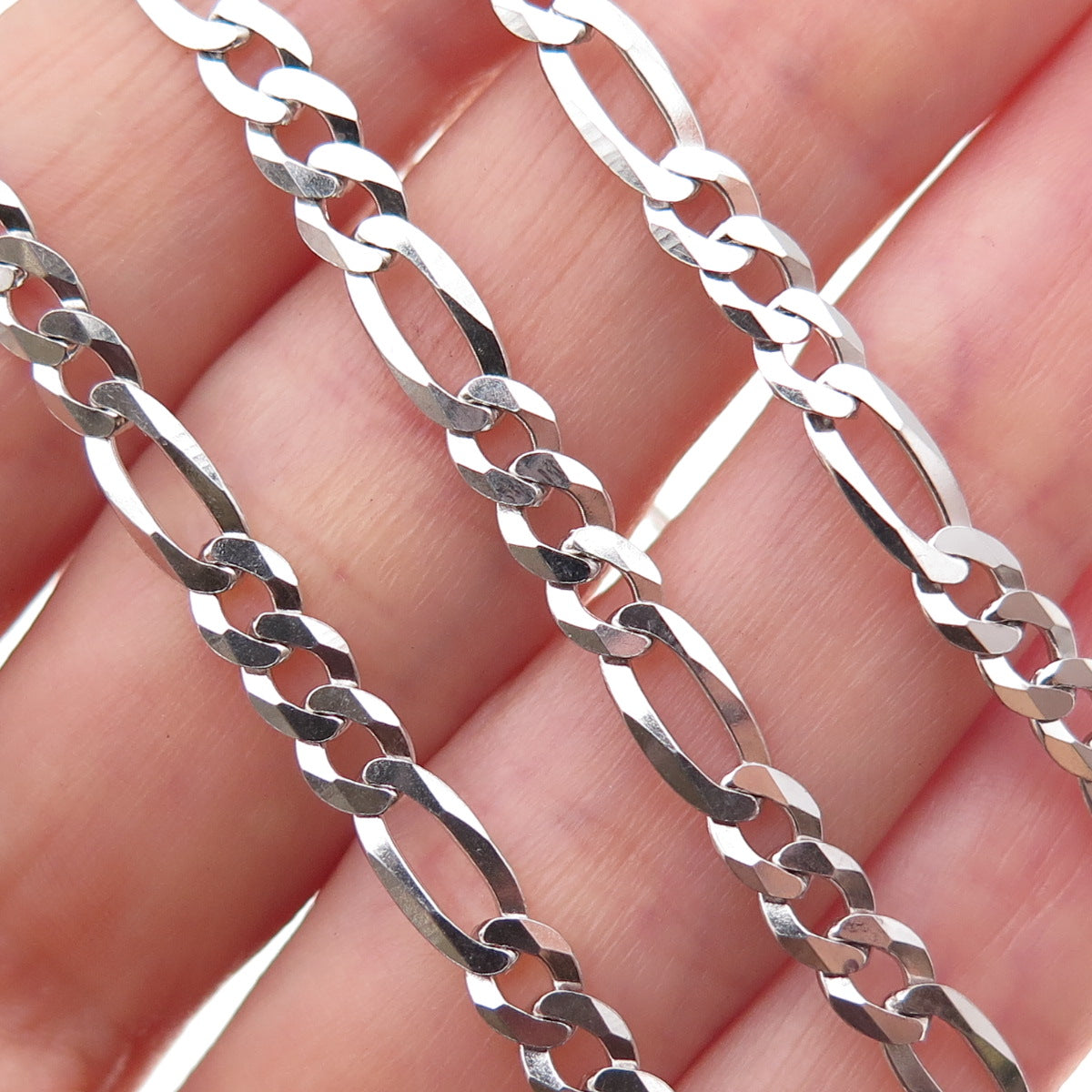 925 Sterling Silver Italy Figaro Chain Necklace 20"