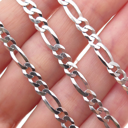 925 Sterling Silver Italy Figaro Chain Necklace 20"