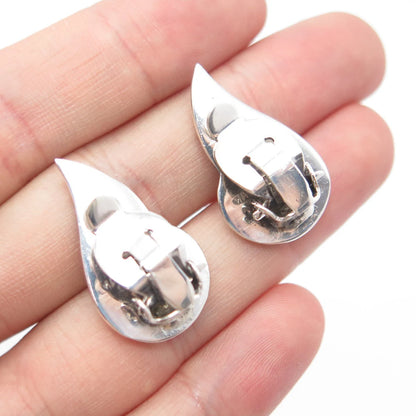 925 Sterling Silver Vintage Siam Niello Hindu Goddess Clip On Earrings