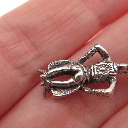 925 Sterling Silver Vintage Cowboy Oxidized 3D Charm Pendant