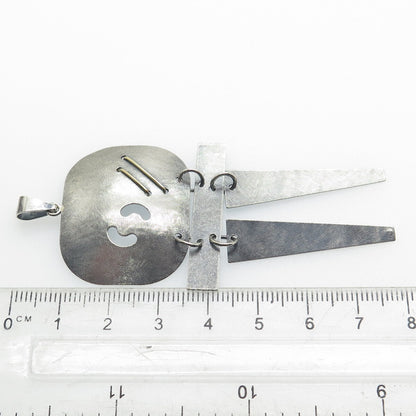 925 Sterling Silver Vintage Modernist Oxidized Pendant