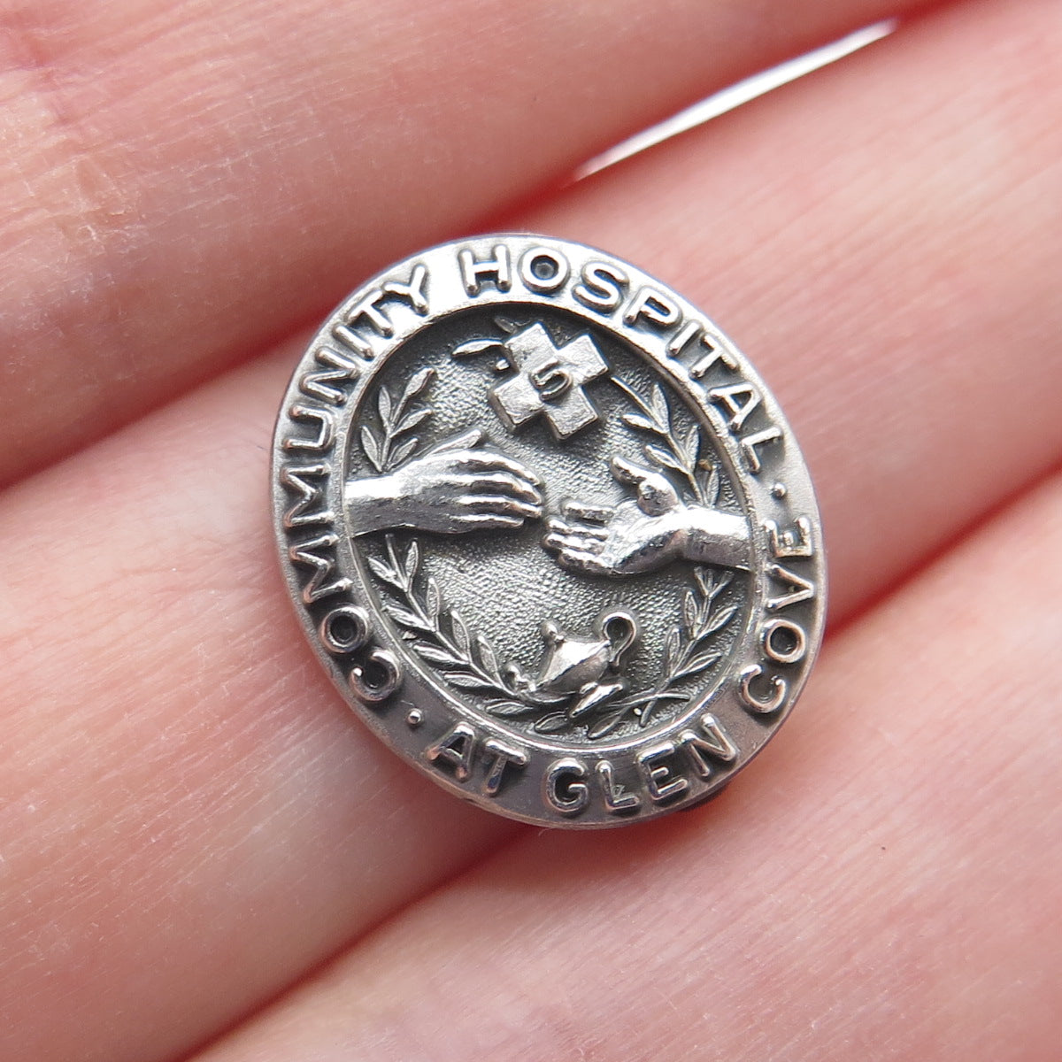 DIEGES & CLUST Sterling Silver Vintage Glen Cove Hospital Oxidized Pin Brooch