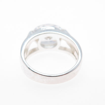 925 Sterling Silver Oval-Cut C Z Engagement Ring Size 7.25