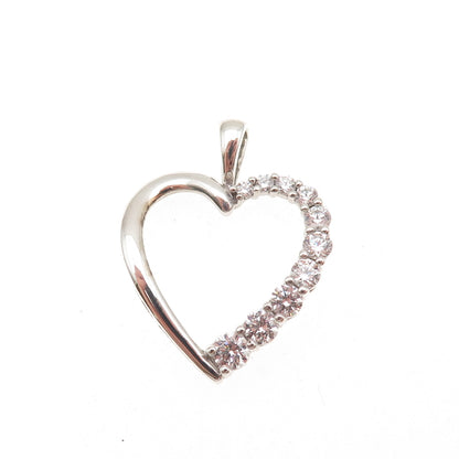 HN Heng Ngai 925 Sterling Silver Round-Cut C Z Heart Charm Pendant