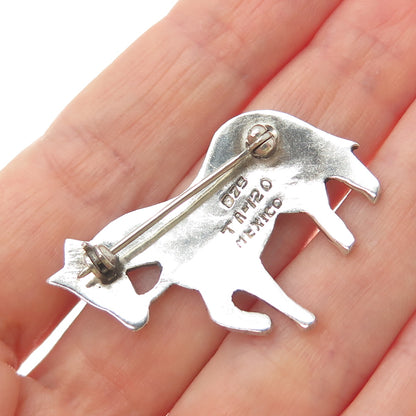 925 Sterling Silver Vintage Mexico Real Black Onyx Pony Horse Pin Brooch