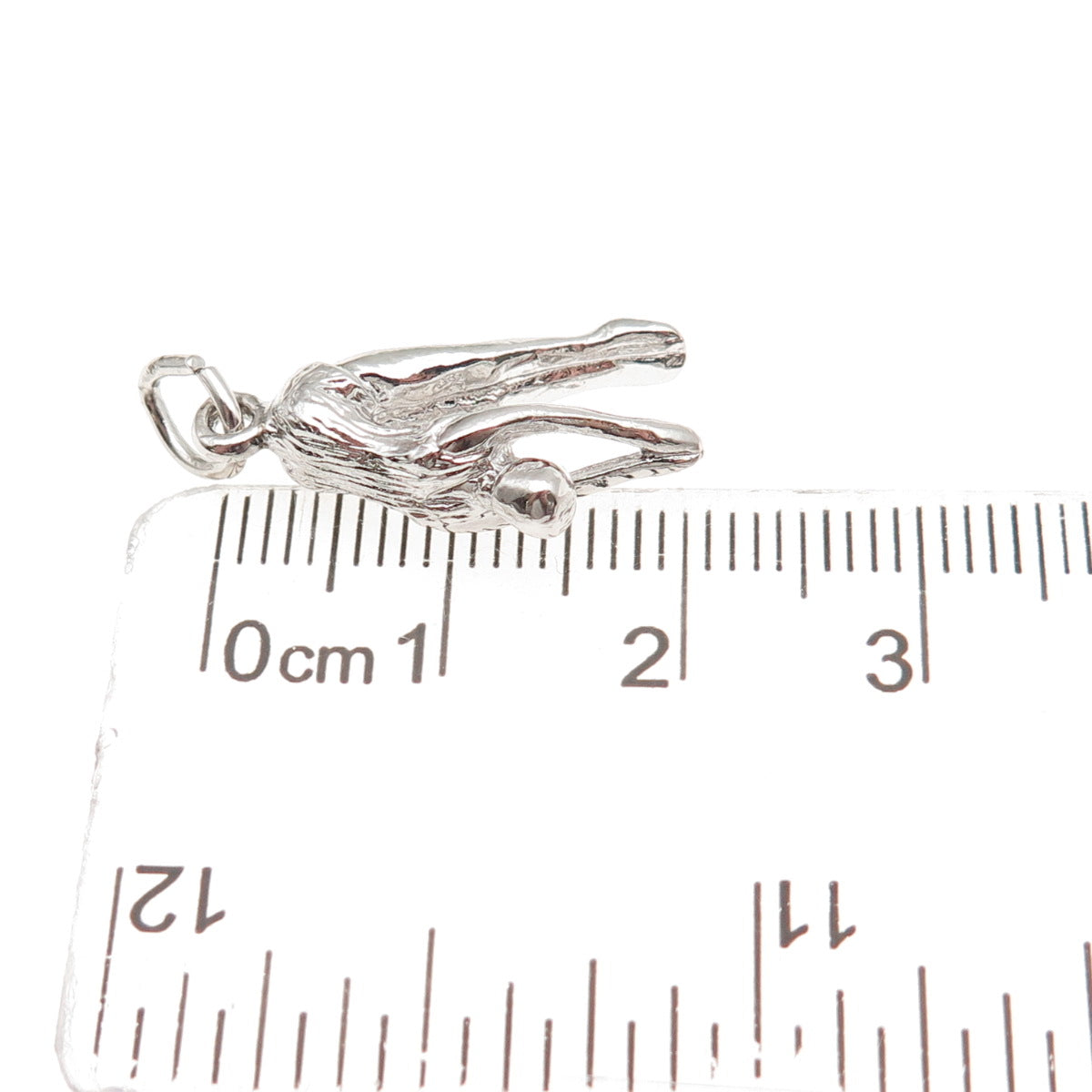 925 Sterling Silver Vintage Female Diver 3D Mini Charm Pendant