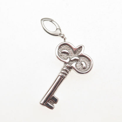 925 Sterling Silver Floral Key Carabiner Lock Clasp Charm Pendant
