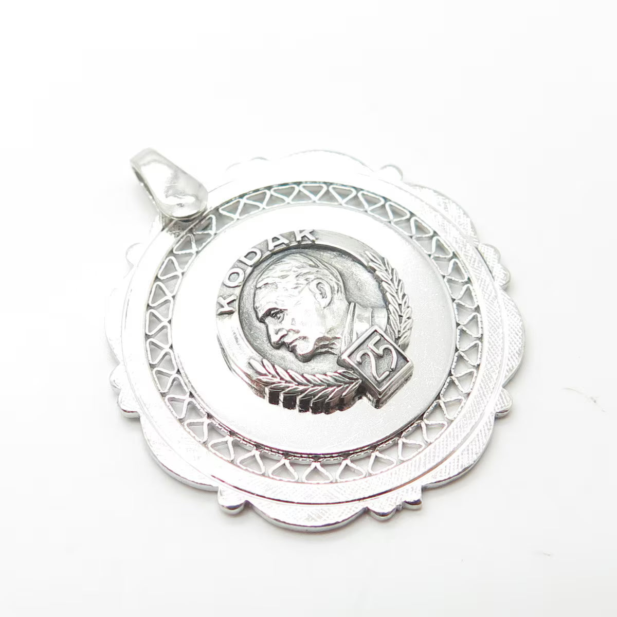 925 Sterling Silver Vintage CTO Eastman Kodak 25 Years Anniversary Pendant