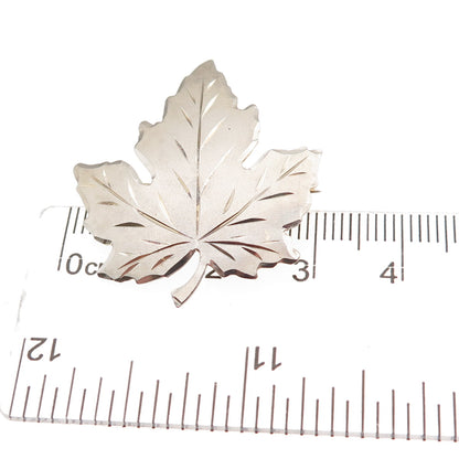 925 Sterling Silver 2-Tone Vintage Maple Leaf Pin Brooch