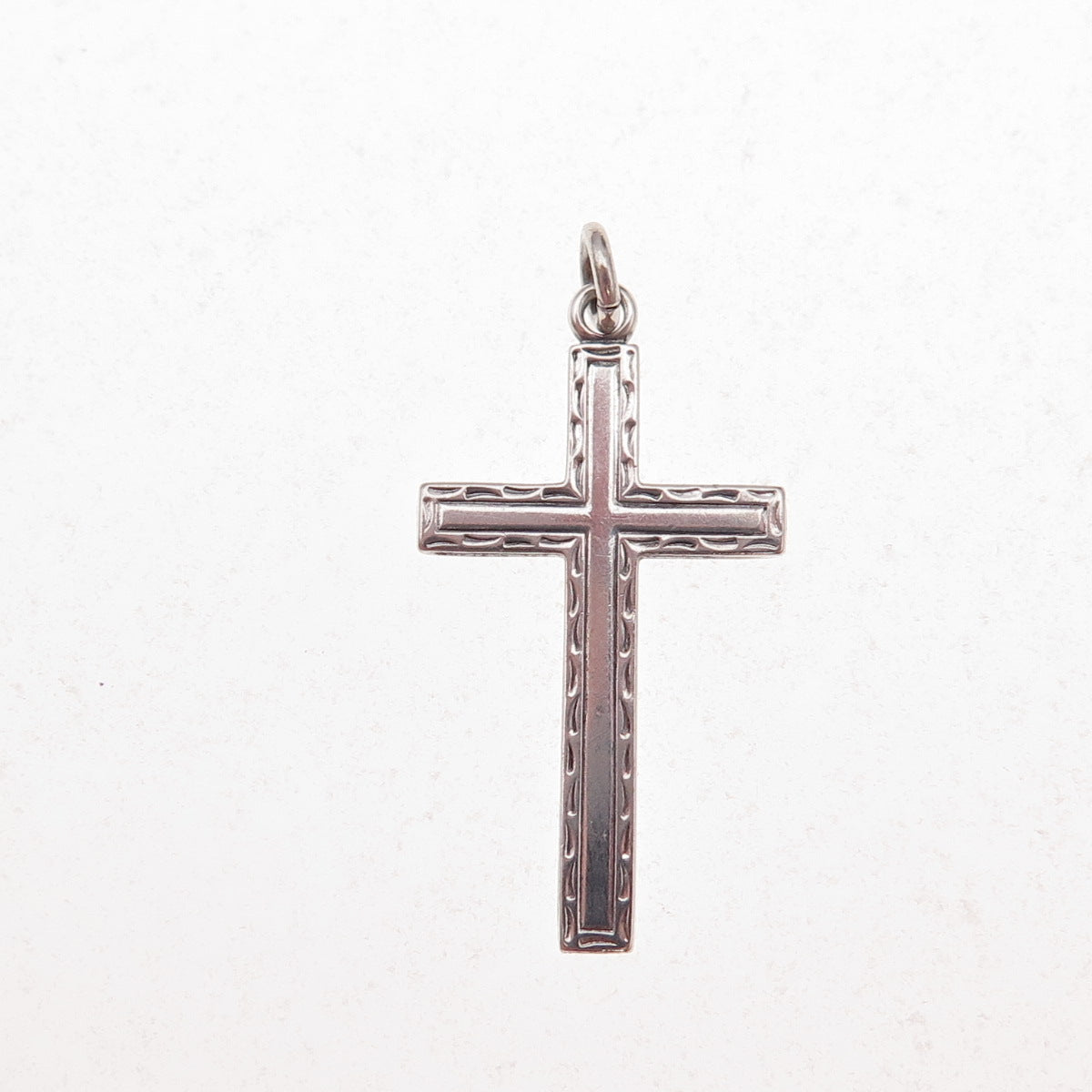 B.A. Ballou 925 Sterling Silver Antique Art Deco Cross Religious Charm Pendant