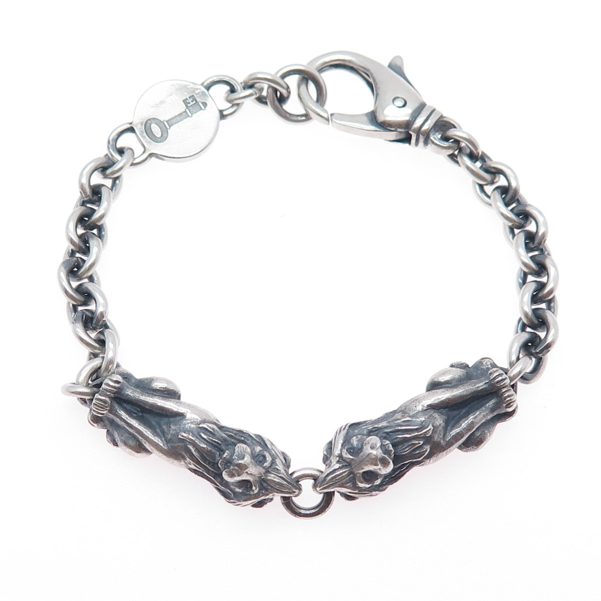 Theo Fennell Sterling Silver Vintage London Leo Zodiac Oxidized Bracelet 6.25"
