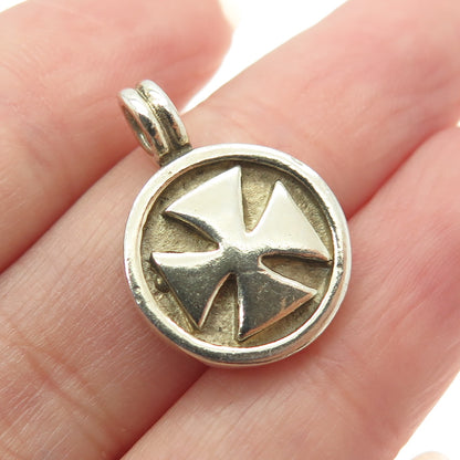 MIXALAE 925 Sterling Silver Gold Plated Vintage Maltese Cross Minimalist Pendant