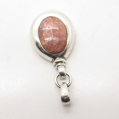 925 Sterling Silver Vintage Mexico Real Chrysocolla Gemstone Pendant