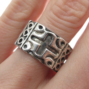 CELLINI 925 Sterling Silver Vintage Cross Oxidized Band Ring Size 8