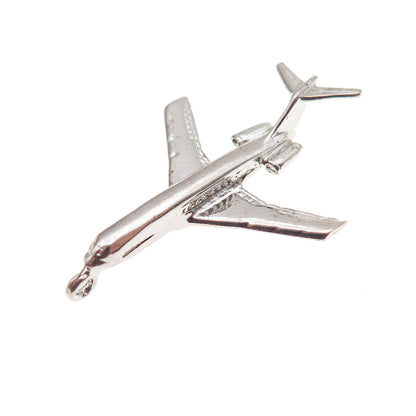 Wells 925 Sterling Silver Vintage Airplane 3D Charm Pendant