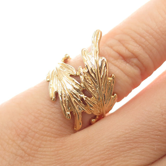 HAGIT GORALI Sterling Silver Gold Plated Vintage Israel Feather Ring Size 5.25
