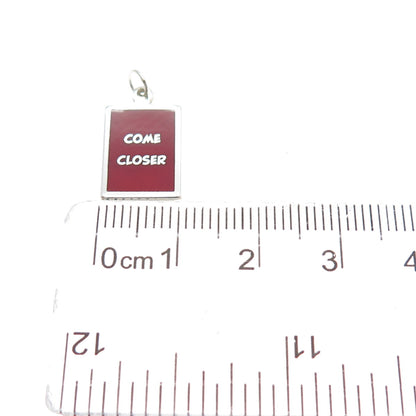 925 Sterling Silver Red Enamel Come Closer Minimalist Charm Pendant