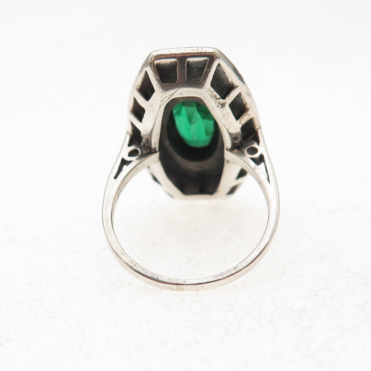 925 Sterling Antique Art Deco Germany Real Marcasite & Rhinestone Ring Size 5