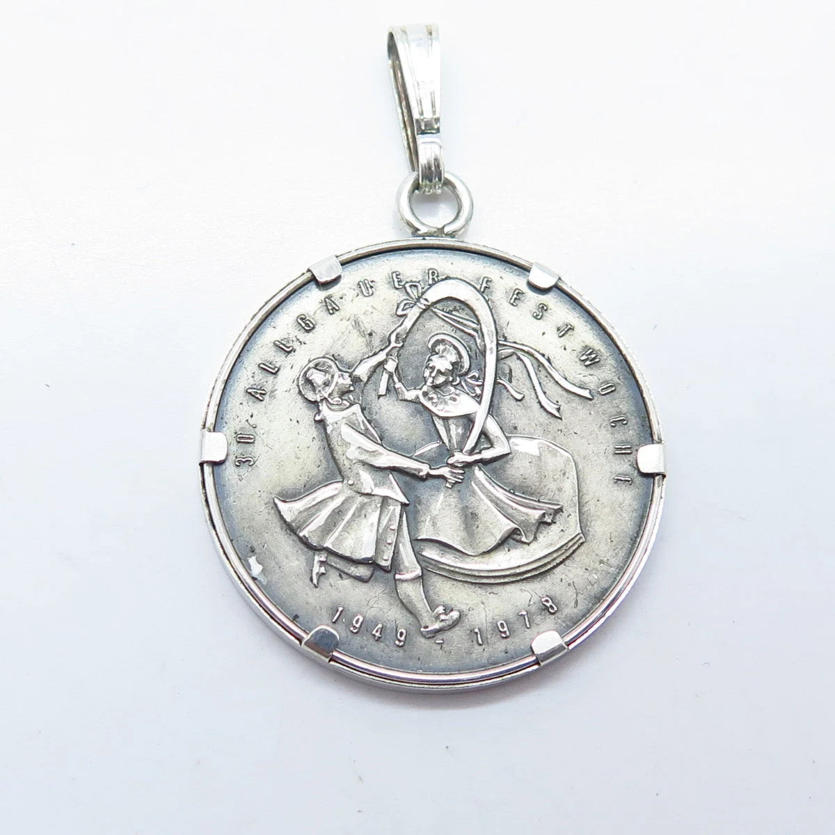 835 Silver Vintage Kempten Germany Allaguer Festwoche Medal Pendant