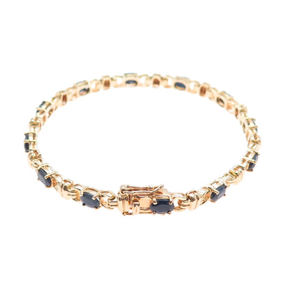 M.R.F. RESOURCES LTD. 925 Sterling Silver Gold Plated Sapphire Bracelet 7.75"