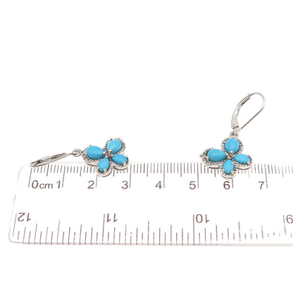 Chuck Clemency 925 Sterling Silver Real Turquoise White Topaz Butterfly Earrings