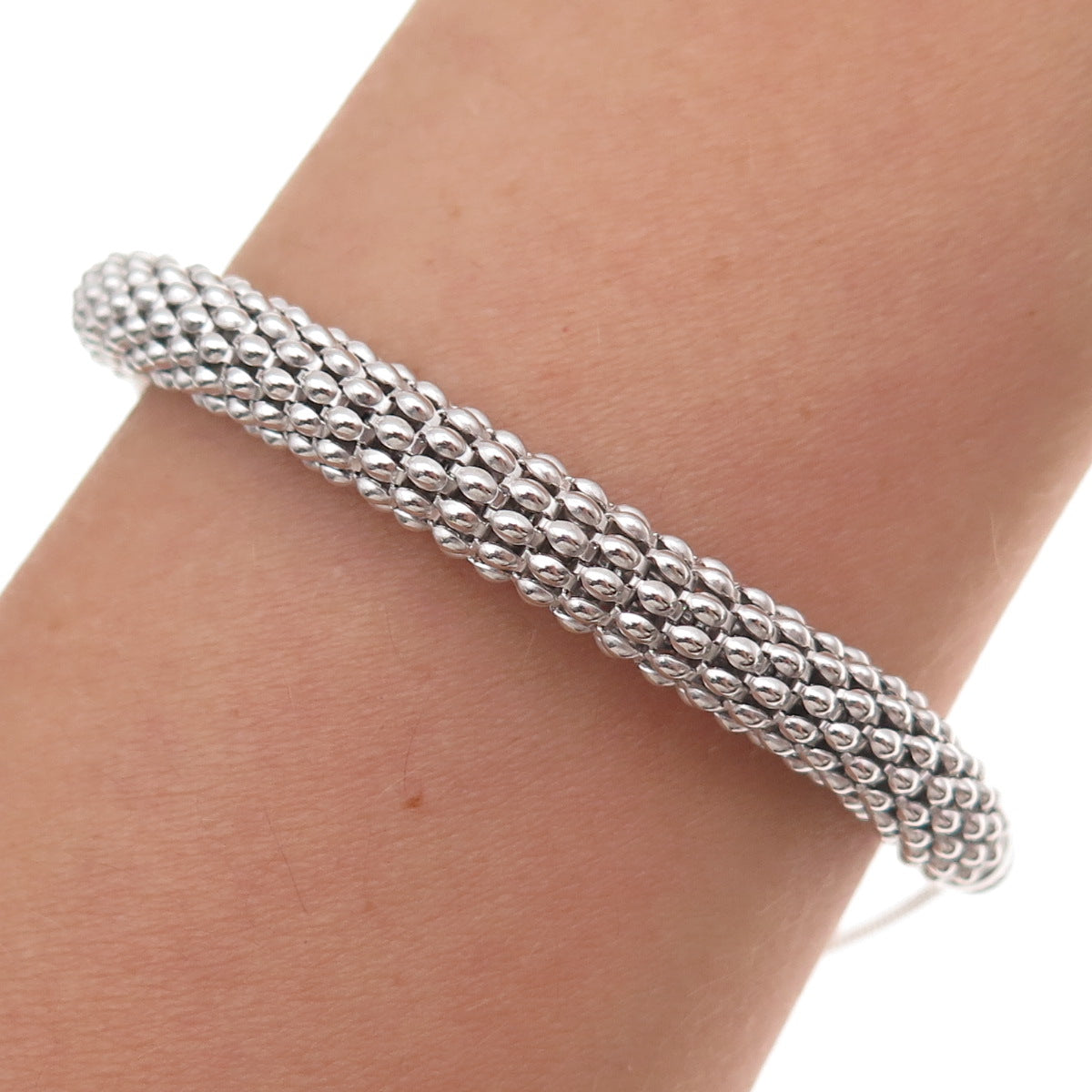 Han 925 Sterling Silver Popcorn & Box Link Adjustable Bolo Bracelet 7-9.5"