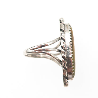 Sarah Curley Navajo Old Pawn 925 Sterling Vintage Abalone Shell Ring Size 4.75