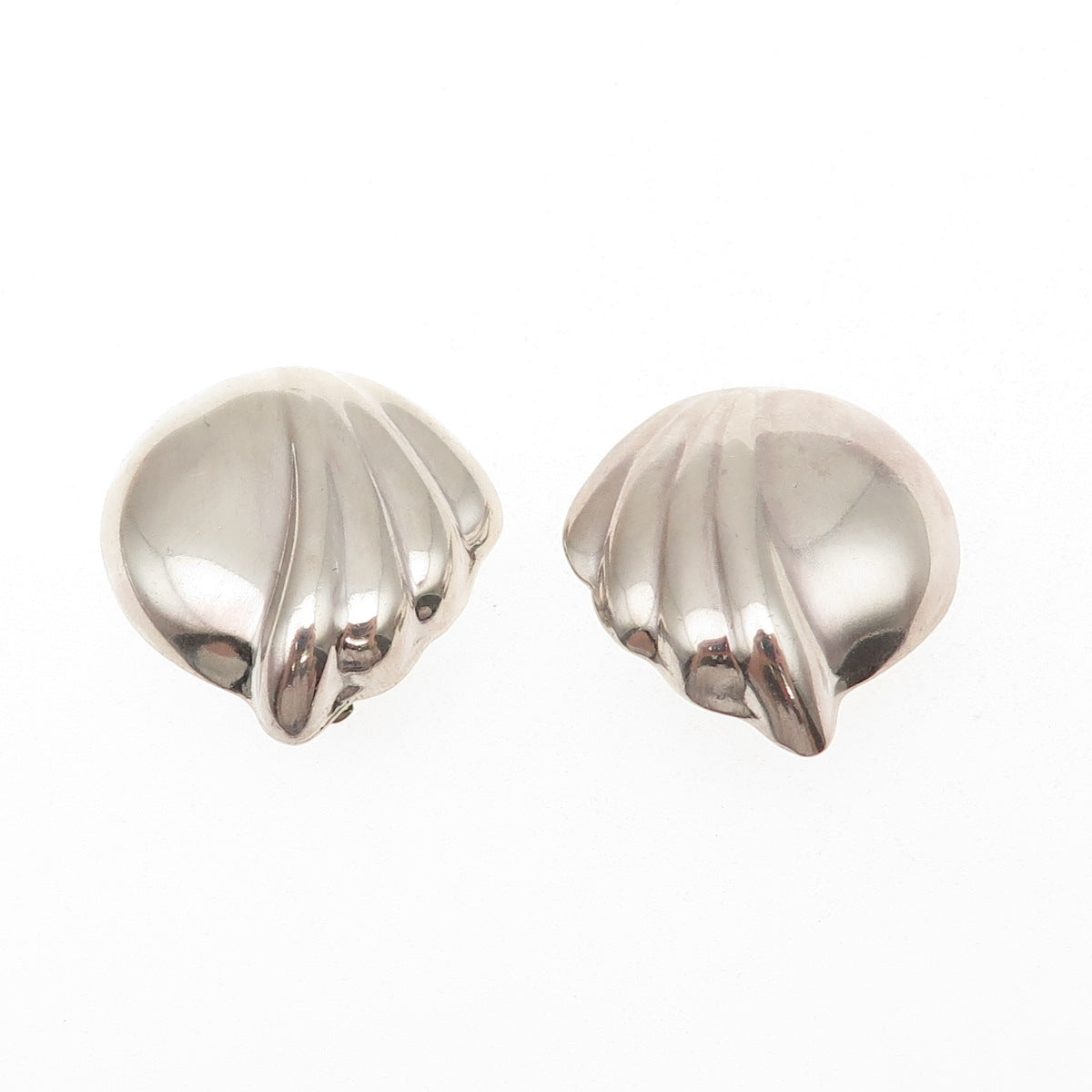 925 Sterling Silver Vintage Mexico Modernist Clip On Earrings