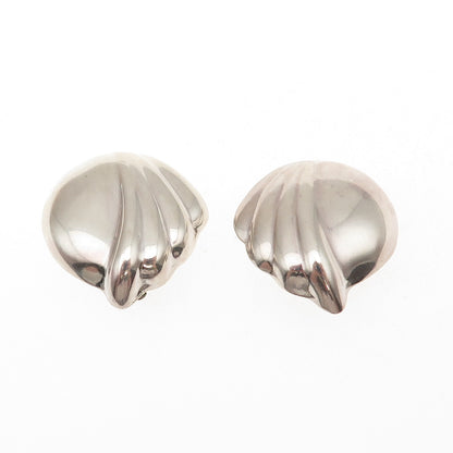 925 Sterling Silver Vintage Mexico Modernist Clip On Earrings