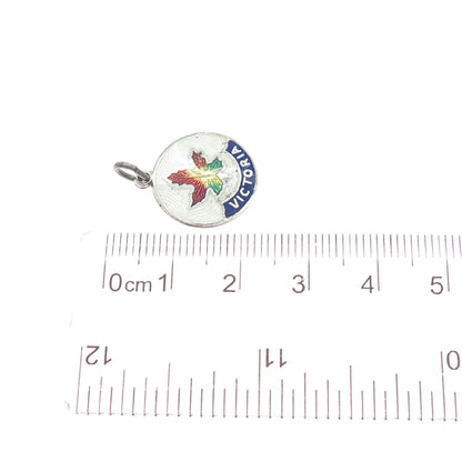 BREADNER CO. 925 Sterling Silver Antique Enamel Maple Leaf Minimalist Pendant