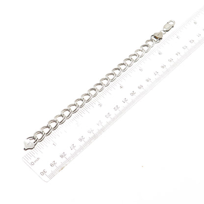 925 Sterling Silver Vintage Italy Double Curb Link Bracelet 6.5"