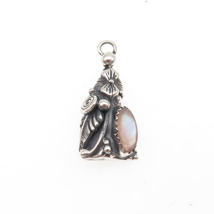 Prairie Fire Old Pawn Sterling Silver Vintage MOP Floral Tribal Charm Pendant