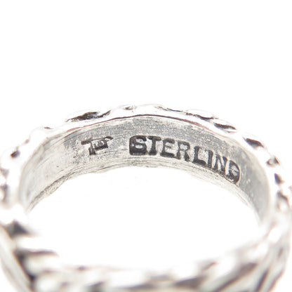 BELL TRADING POST 925 Sterling Silver Vintage Roped Oxidized Band Ring Size 5.25