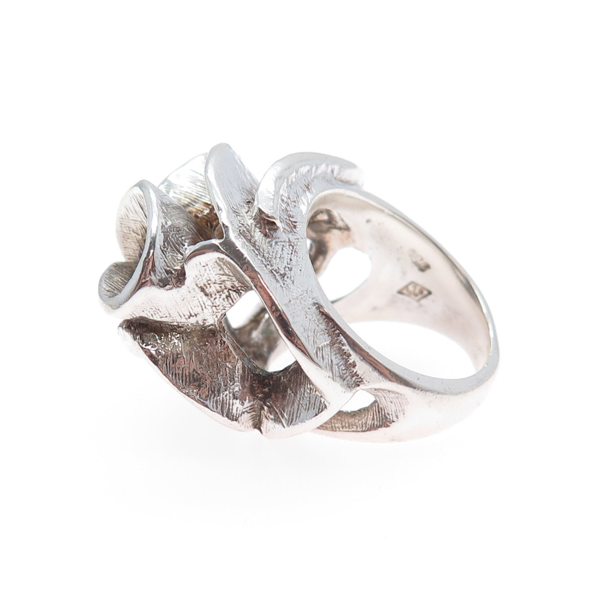 925 Sterling Silver Vintage Modernist Oxidized Ring Size 6.25