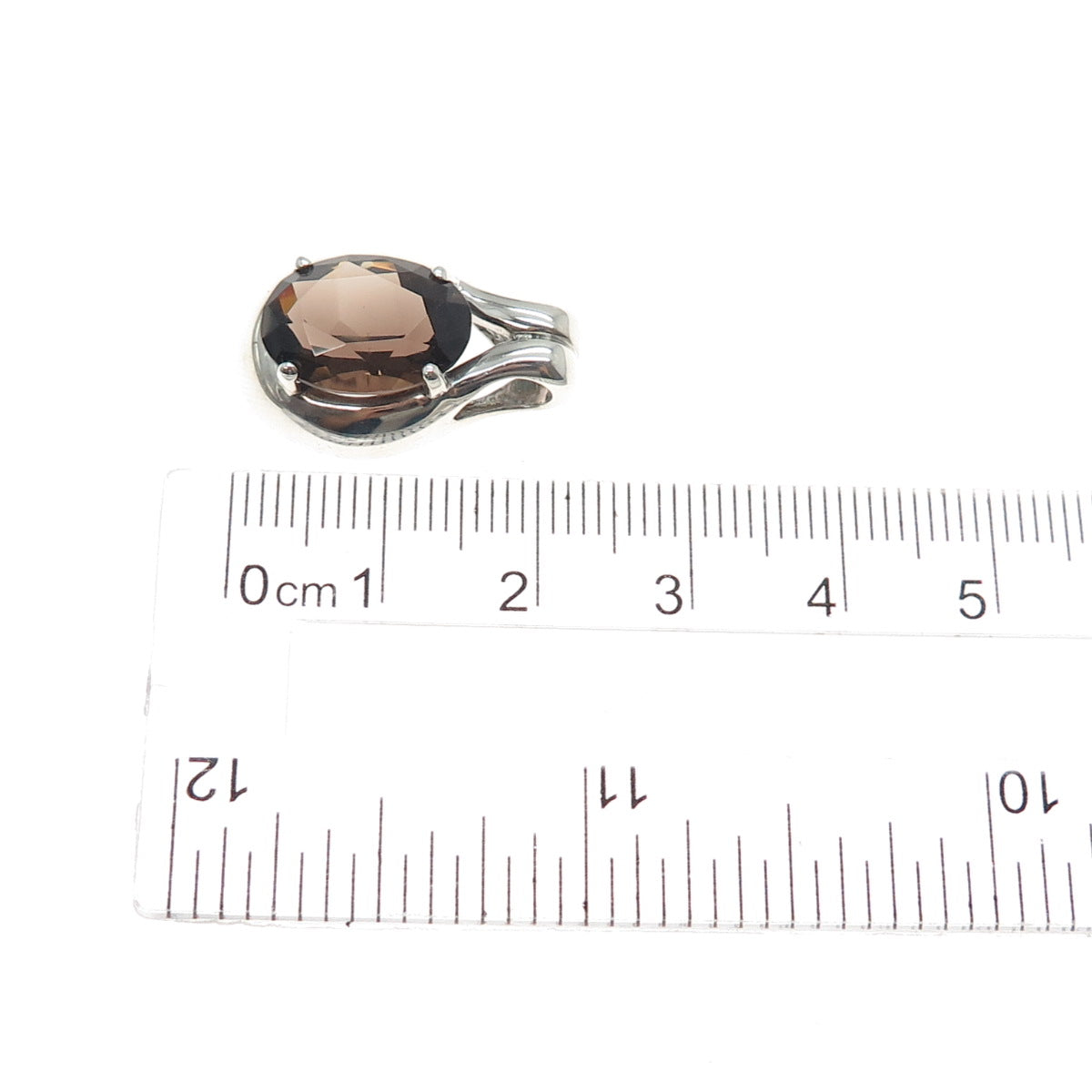 KABANA 925 Sterling Silver Vintage Real Smoky Quartz Slide Charm Pendant