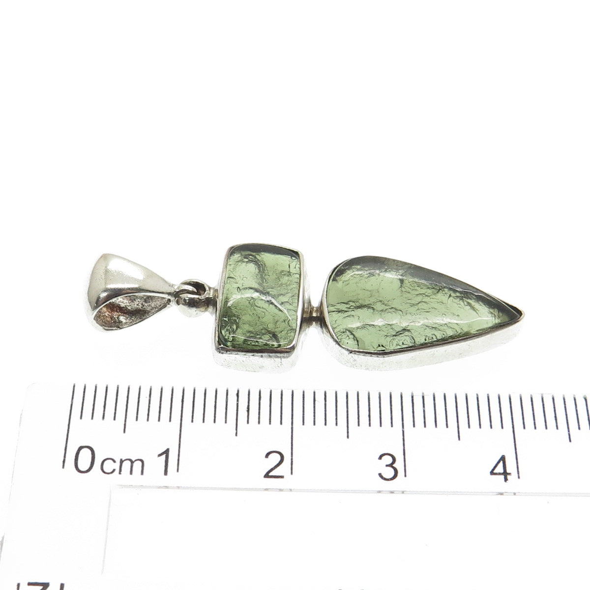 925 Sterling Silver Vintage Roman Glass Modernist Amulet Pendant