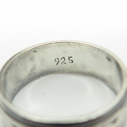925 Sterling Silver Vintage Woven Chain Rotating Band Ring Size 8