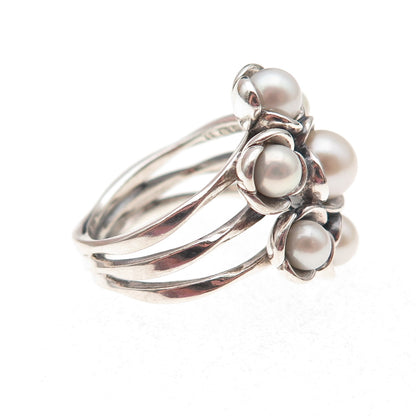 Pandora 925 Sterling Silver Real Pearl Wishful Thinking Ring Size 6.25