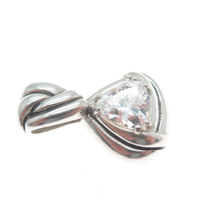 KABANA 925 Sterling Silver Vintage Trillion-Cut Shaped C Z Ribbed Pendant