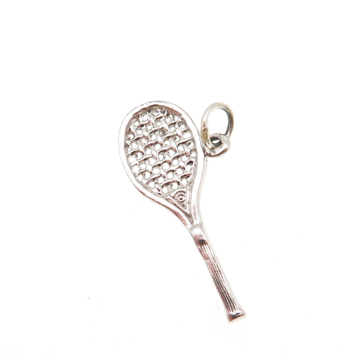 925 Sterling Silver Vintage Tennis Racket Charm Pendant
