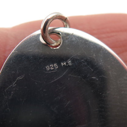 925 Sterling Silver Vintage Engravable Oval Tag Charm Pendant