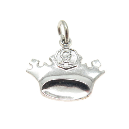 925 Sterling Silver Antique Art Deco "AG" Signet Crown Charm Pendant