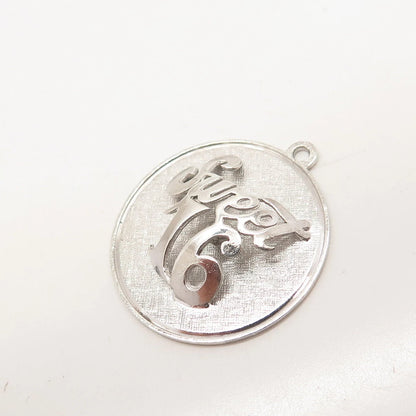 925 Sterling Silver Vintage M & M "Sweet 16" Textured Round Pendant