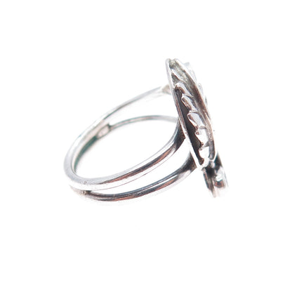 Old Pawn Sterling Silver Vintage MAH Artisan Feather & Flower Tribal Ring Size 6